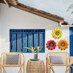 3 Large Outdoor Metal Flowers for Spring and Summer Mothers Day !!